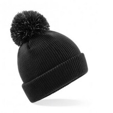 (One Size, Black) Beechfield Kids Reflective Bobble Beanie