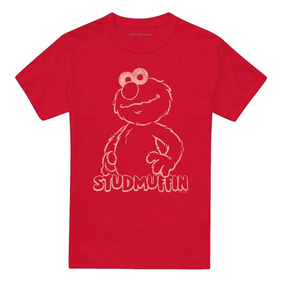 Sesame Street (L, ) Unisex Adult Studmuffin T-Shirt Red