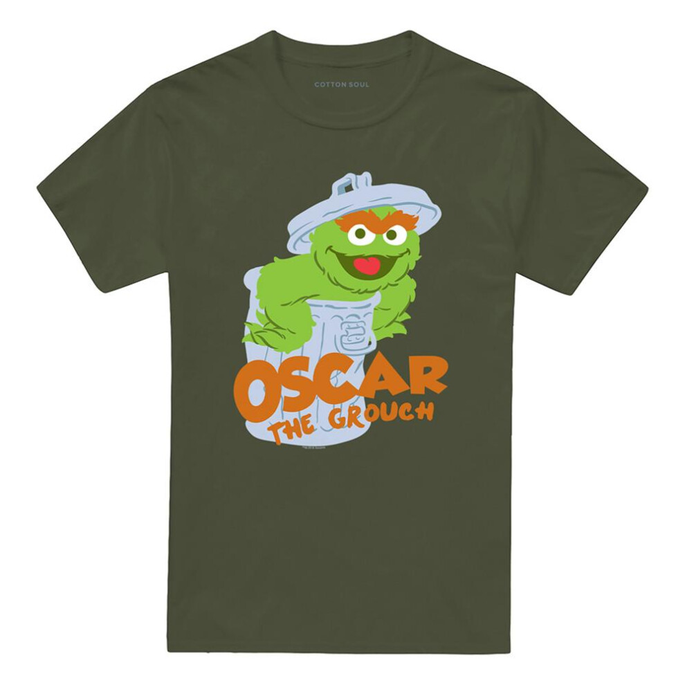 Sesame Street (Xl, Military ) Unisex Adult Oscar The Grouch T-Shirt Green