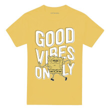 (3XL, Banana Yellow) SpongeBob SquarePants Unisex Adult Good Vibes Only T-Shirt