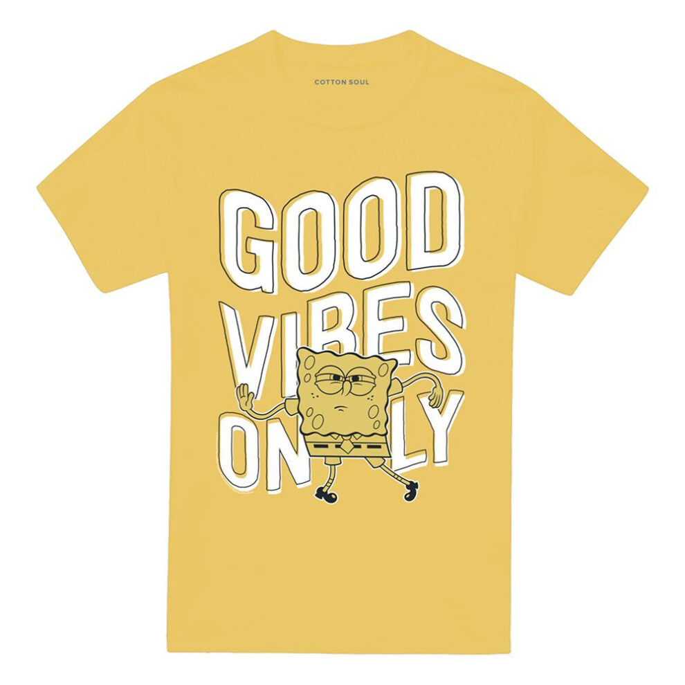 Spongebob Squarepants (3Xl, Banana ) Unisex Adult Good Vibes Only T-Shirt Yellow