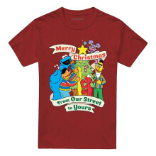 (L, Cardinal) Sesame Street Unisex Adult Vintage Christmas T-Shirt
