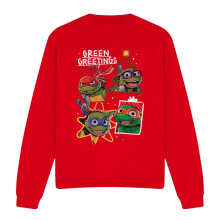 (XXL, Red) Teenage Mutant Ninja Turtles Unisex Adult Green Greetings Christmas Sweatshirt