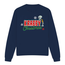 (XXL, Navy) SpongeBob SquarePants Unisex Adult Krabby Christmas Squidward Sweatshirt