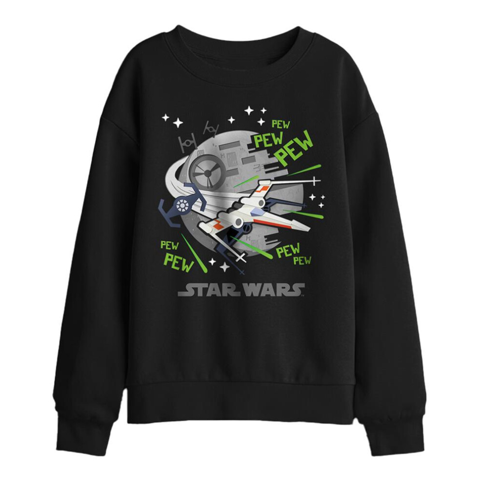 Star Wars (12-13 Years, Black) Childrens/Kids Pew Pew X-Wing Fighter Sweatshirt