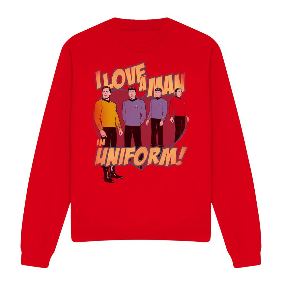 Star Trek (M, ) Unisex Adult Man In Uniform Sweatshirt Red