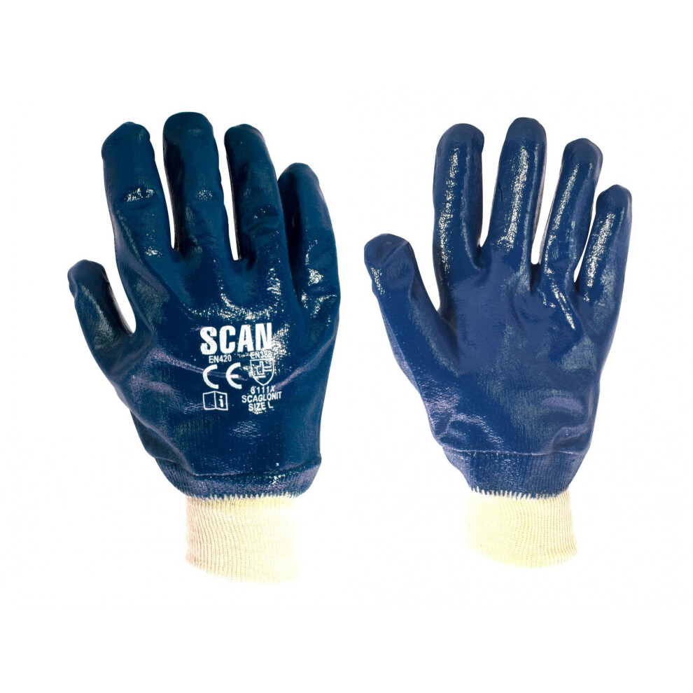 Scan Nitrile Knitwrist Heavy-Duty Gloves 5063750503097