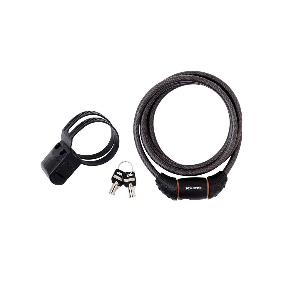 Master Lock Black Braided Steel Keyed Cable 1.8M X 10Mm