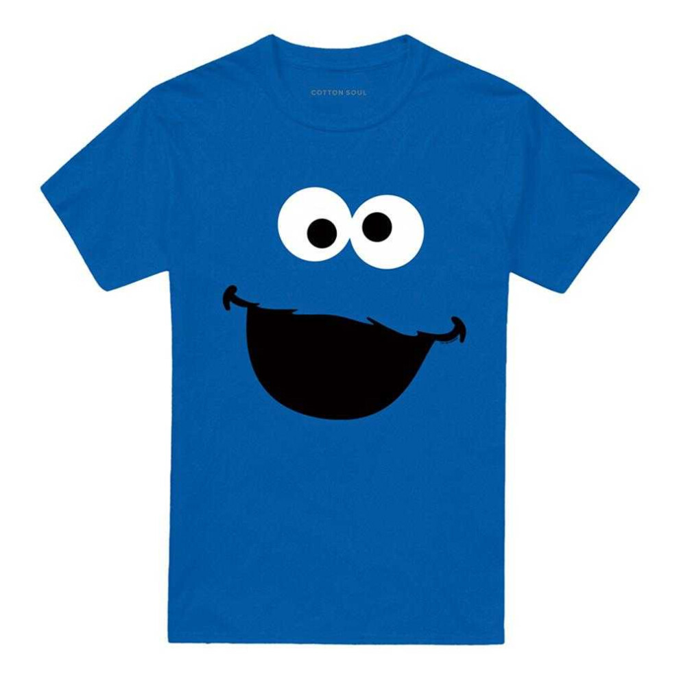 Sesame Street (3Xl, Royal ) Unisex Adult Cookie Monster Face T-Shirt Blue