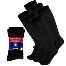 6 Paia di Calze Diabetiche Lunghe al Polpaccio in Cotone (Nere - 6 Paia, Misura Scarpe Uomini 12-15)