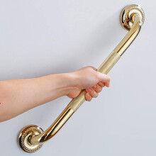 IMPEU Textuur Douche Handgreep, 16-Inch Badkamer Steunrails, Stijlvolle Veiligheidsarmsteun, Gepolijst Messing