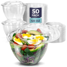 Fit Meal Prep 50 Pack 48 oz Wegwerp Plastic Doorzichtige Saladeschalen met Luchtdichte Deksel