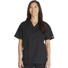 Dickies Dames Plus EDS Signature Scrubs 86706 Missy Fit V-Hals Top (Maat 2X-5X), Zwart, XX-Large