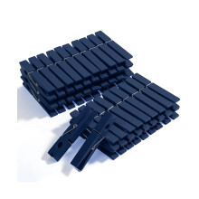 Mr. Pen - Houten Wasknijpers, Natuurlijk Hout, 50 Stuks, 2.9 Inch, Donkerblauw, Roestvrije Wasknijpers