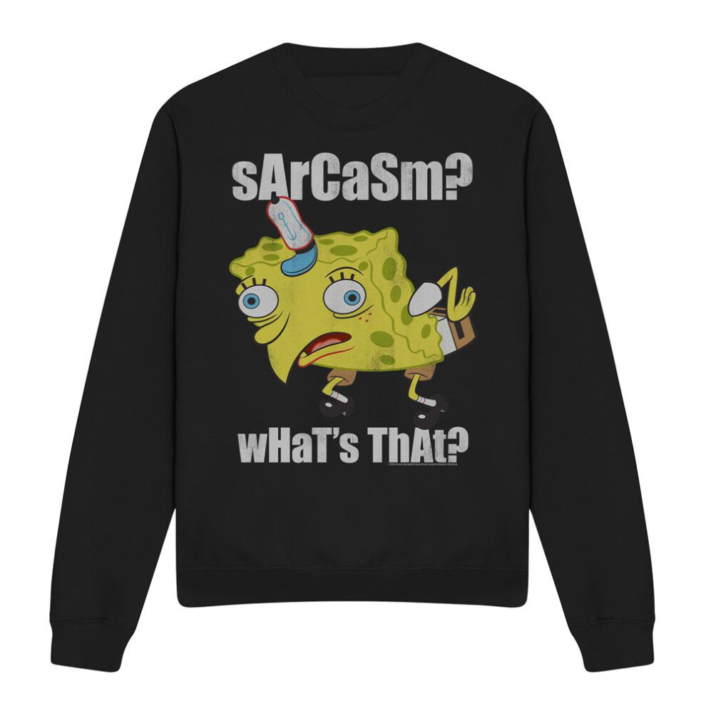 Spongebob Squarepants (Xxl, ) Unisex Adult Sarcasm Meme Sweatshirt Black