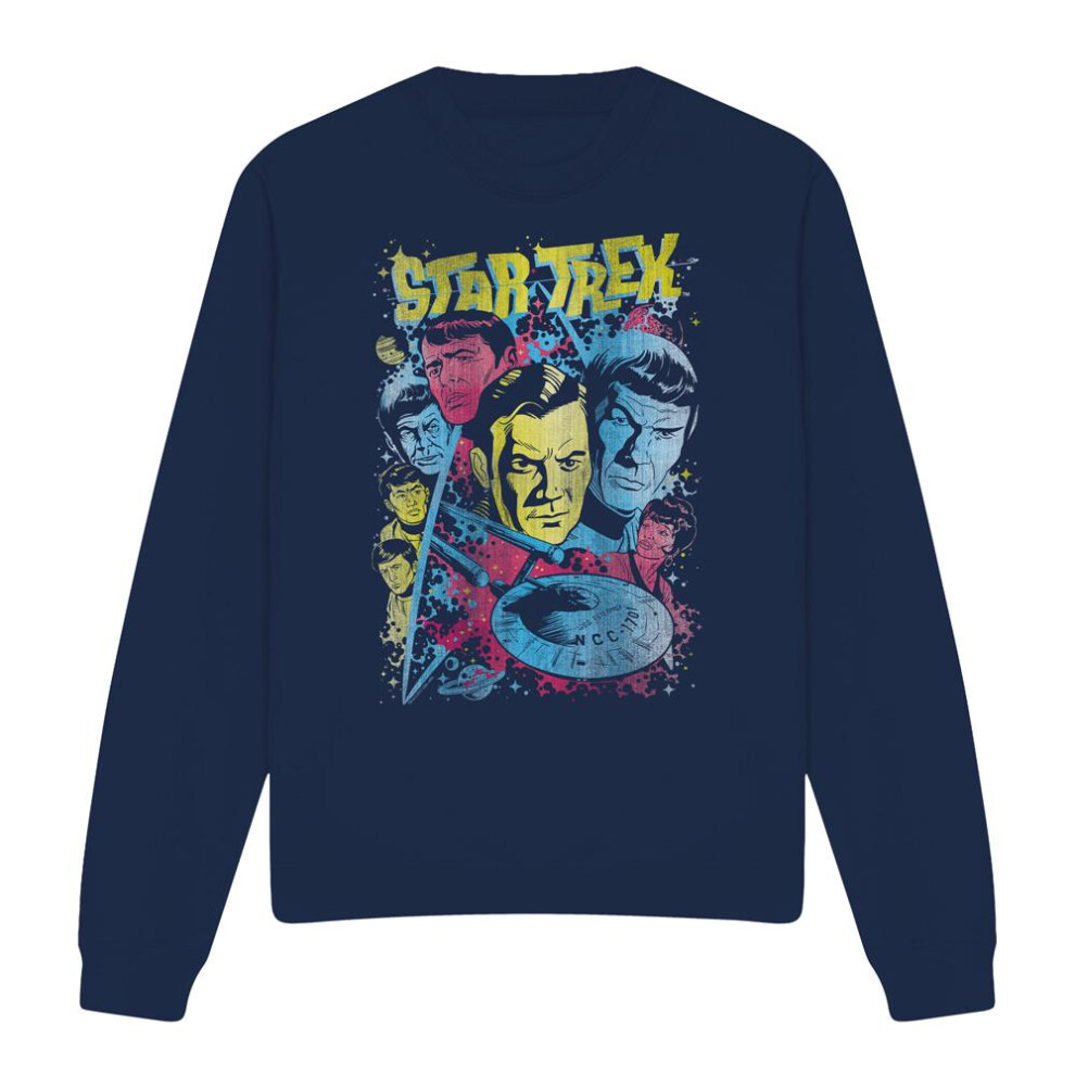 Star Trek (Xxl, Navy) Unisex Adult Classic Crew Illustrated Sweatshirt Blue,Multicoloured