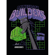 (40.5cm x 30.5cm x 2cm, Black/Multicoloured) Minecraft Builders Canvas Print