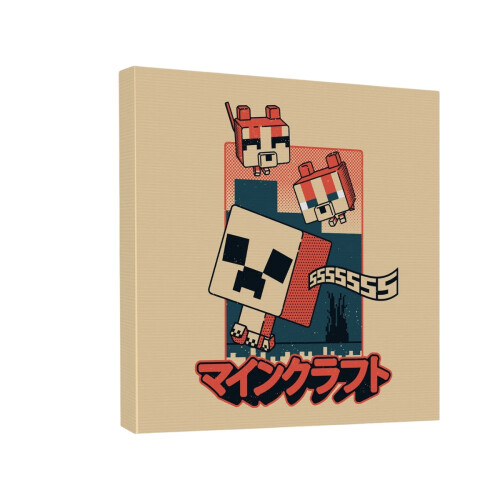 Minecraft Minecraft Creeper & Cats Canvas Print 1