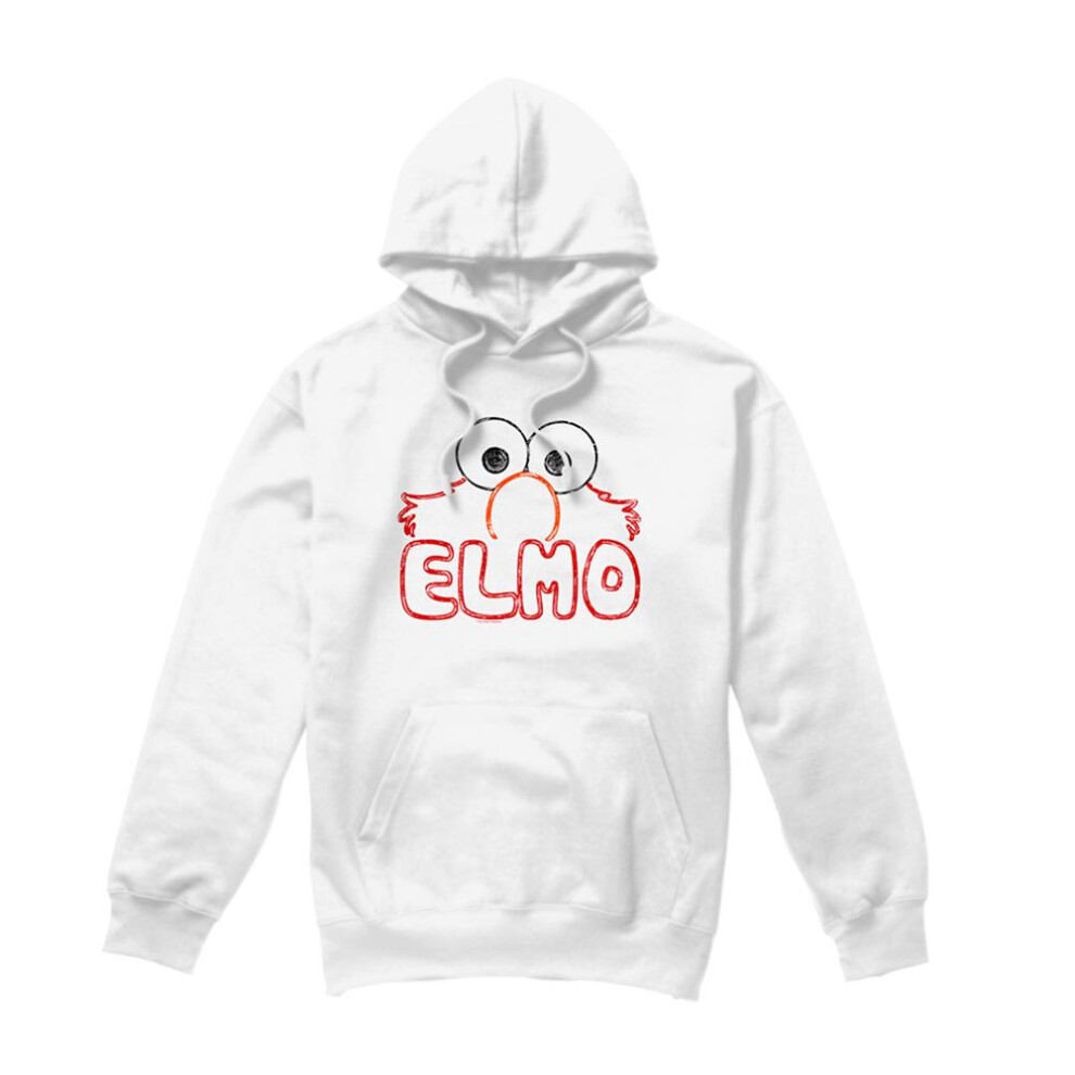 Sesame Street (M, ) Unisex Adult Elmo Hoodie White