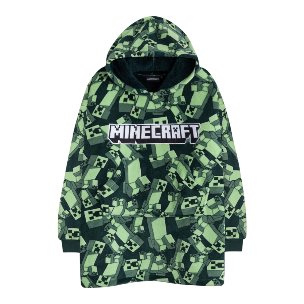 Minecraft Boys Creeper Blanket Hoodie Green