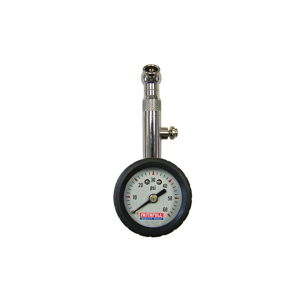 Faithfull Tyre Pressure Dial Gauge 60 Psi