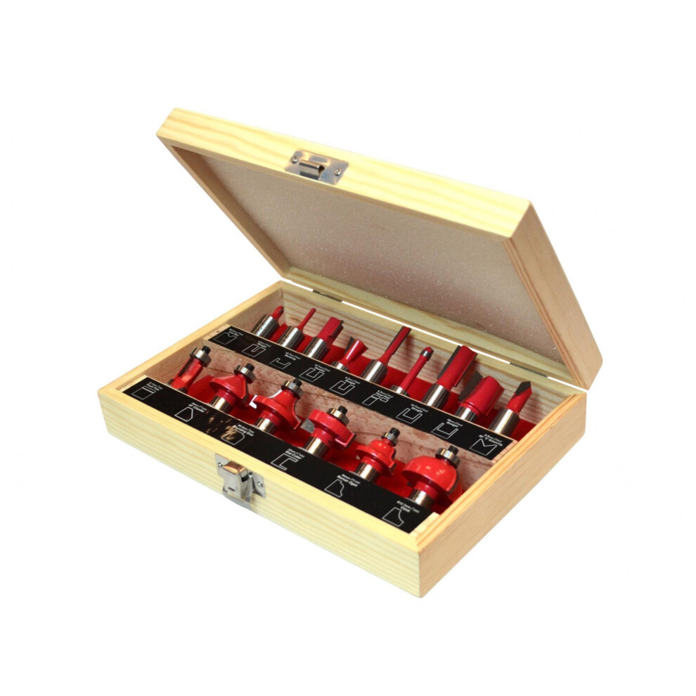 Faithfull 1/2In Tct Router Bit Set, 15 Piece