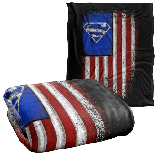 Superman Superman Silky Old Glory Shield Supersoft Blanket 1