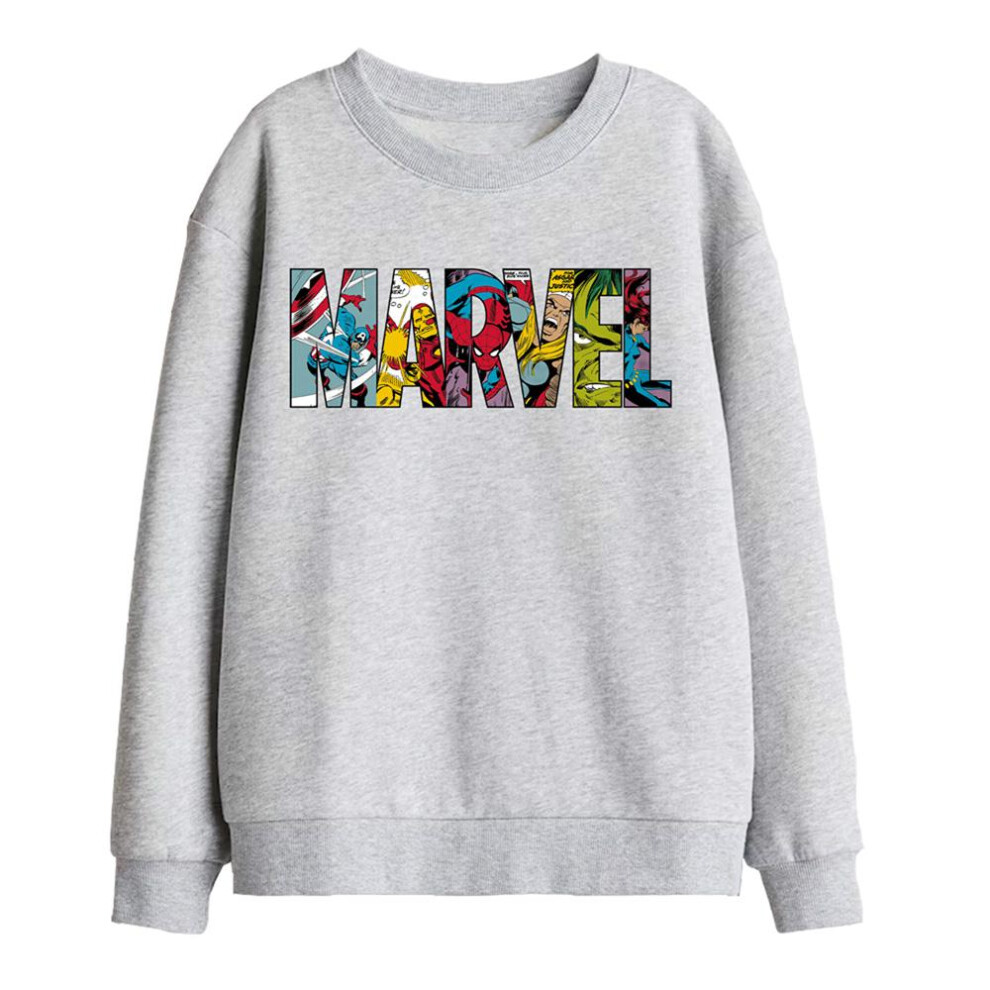Marvel (5-6 Years, Athletic Heather) Childrens/Kids Character Logo Sweatshirt Multicoloured