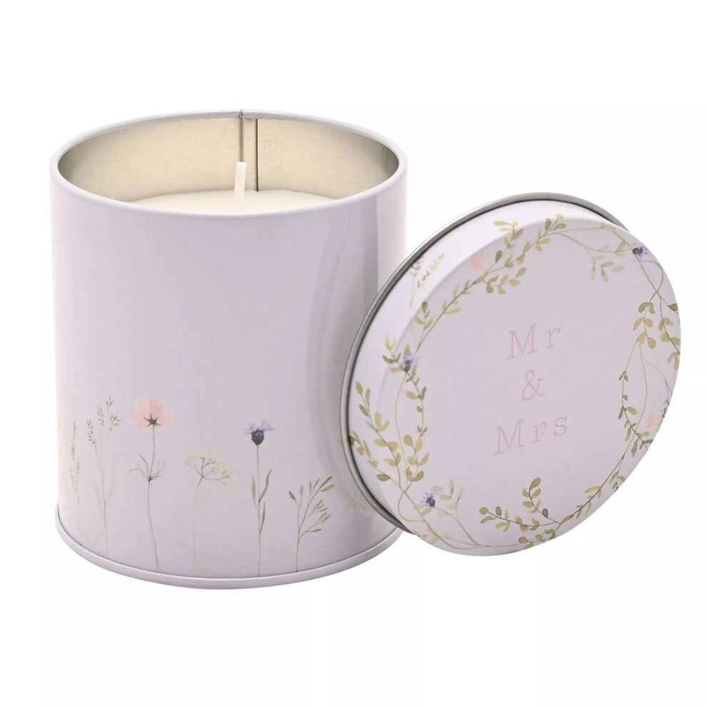 Celebrations Love Story Mr & Mrs Happily Ever After Wildflower Tin Scented Candle