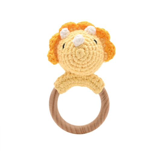 Celebrations Petit Cheri Crochet Dinosaur Rattle - Triceratops