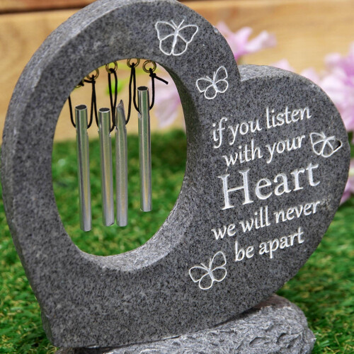 Celebrations Thoughts Of You Graveside Stone Heart Windchime 1