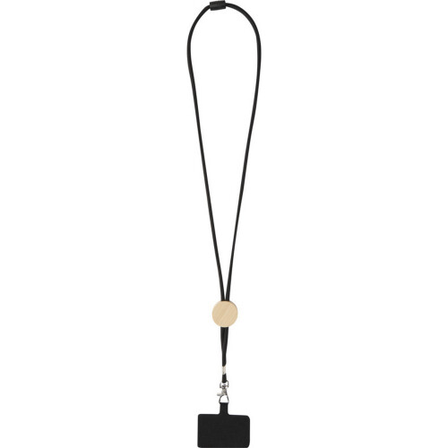 (One Size, Solid Black) Floso Adhab Bamboo Details Phone Holder Lanyard 1