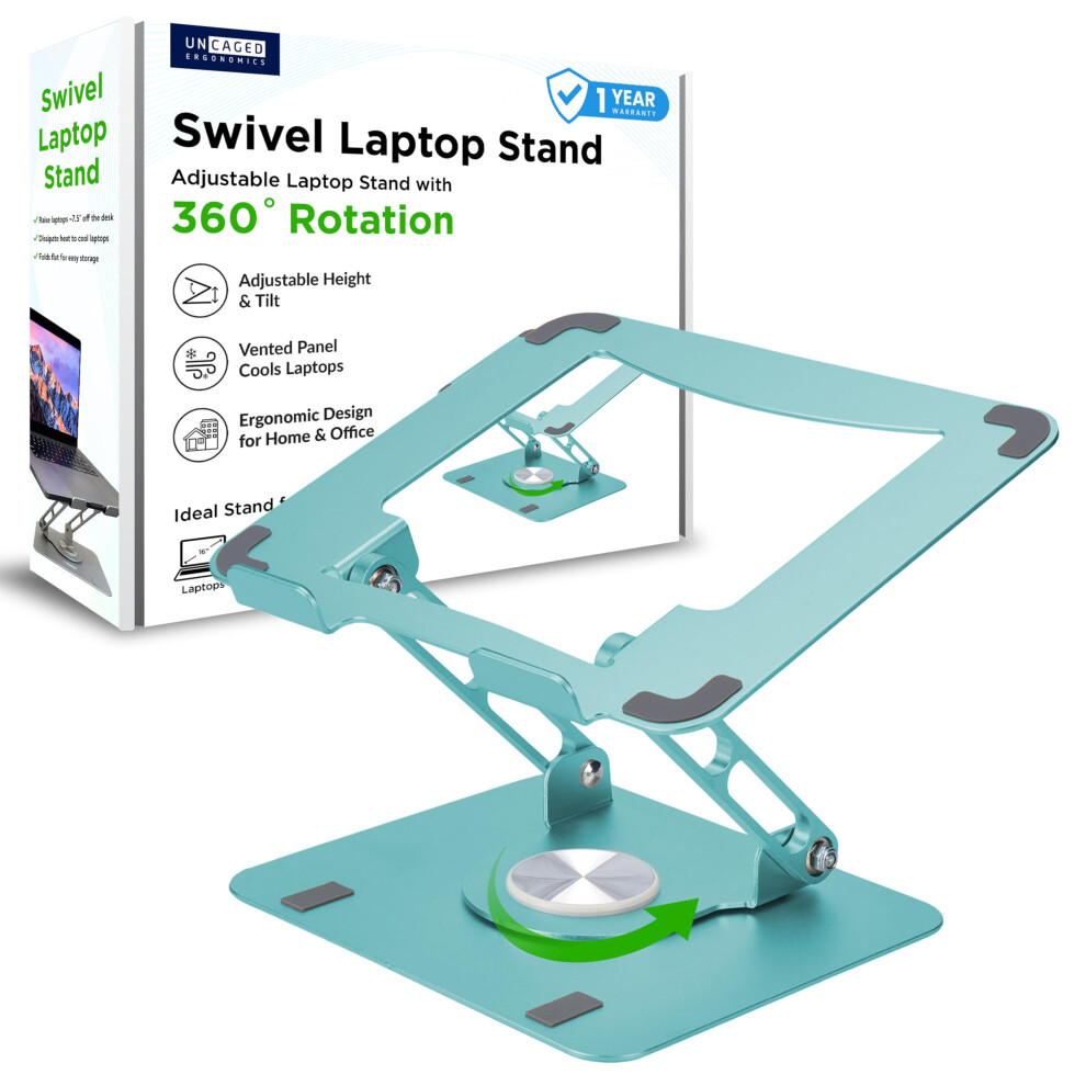 Uncaged Ergonomics Swivel Laptop Stand For Desk, Adjustable Computer Ipad Stand For Desk W/ 360 Rotation, Portable Laptop Holder For Home Office Ergon 632726328979