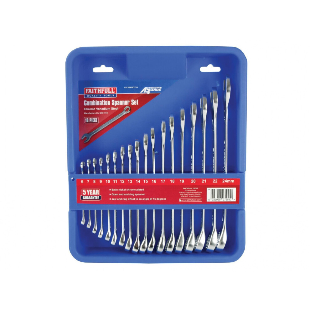 Faithfull Combination Spanner Set, Chrome Vanadium