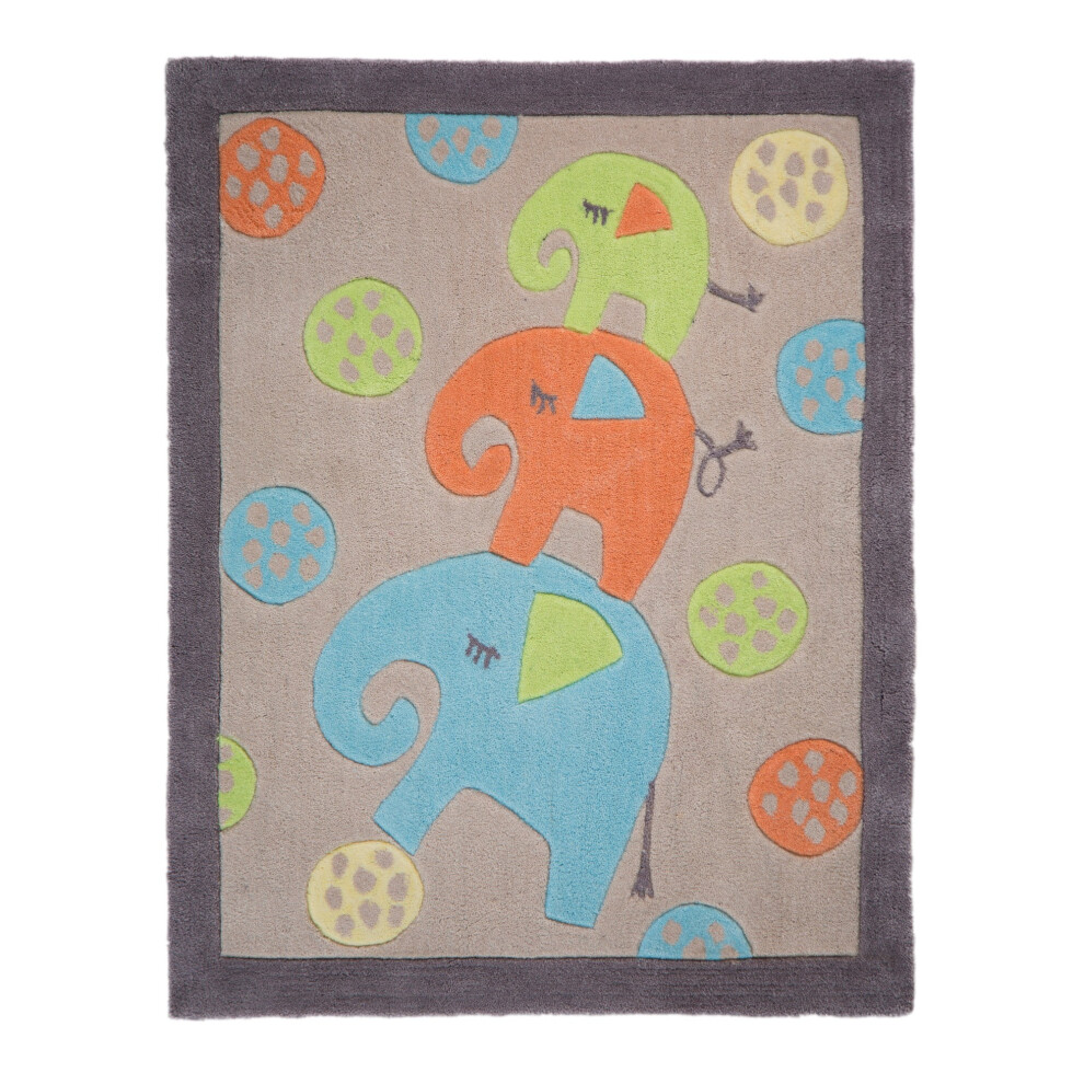 Childrens/Kids Elephant Design Floor Rug Multicoloured Flair Rugs
