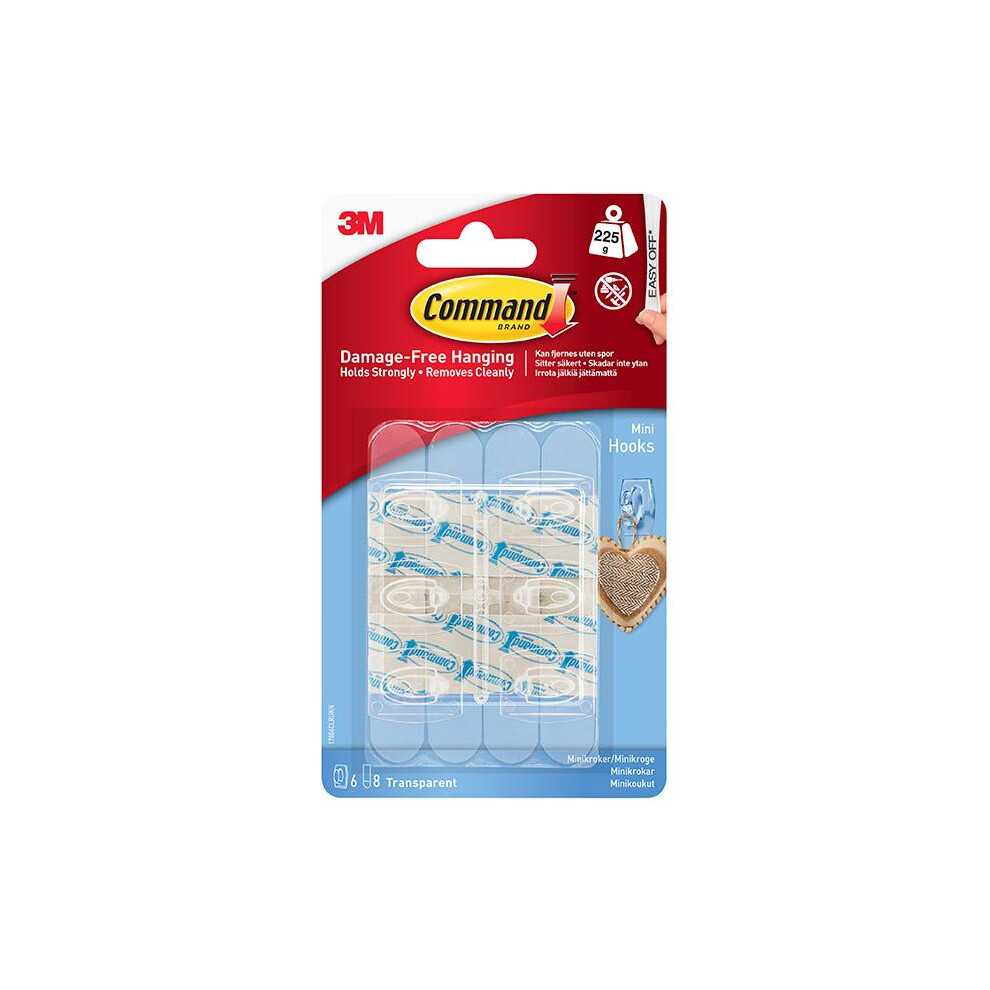 Command 17006Clr Mini Clear Hooks 225G 6Pk 5063750884318