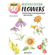 Paint 50 Watercolour Flowers by Penny Brown Paperback Book