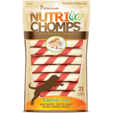 NutriChomps Hondenkauwsnacks, 15 cm Twists, Gemakkelijk te Verteren, Zonder Rauwe Huid, 21 Stuks