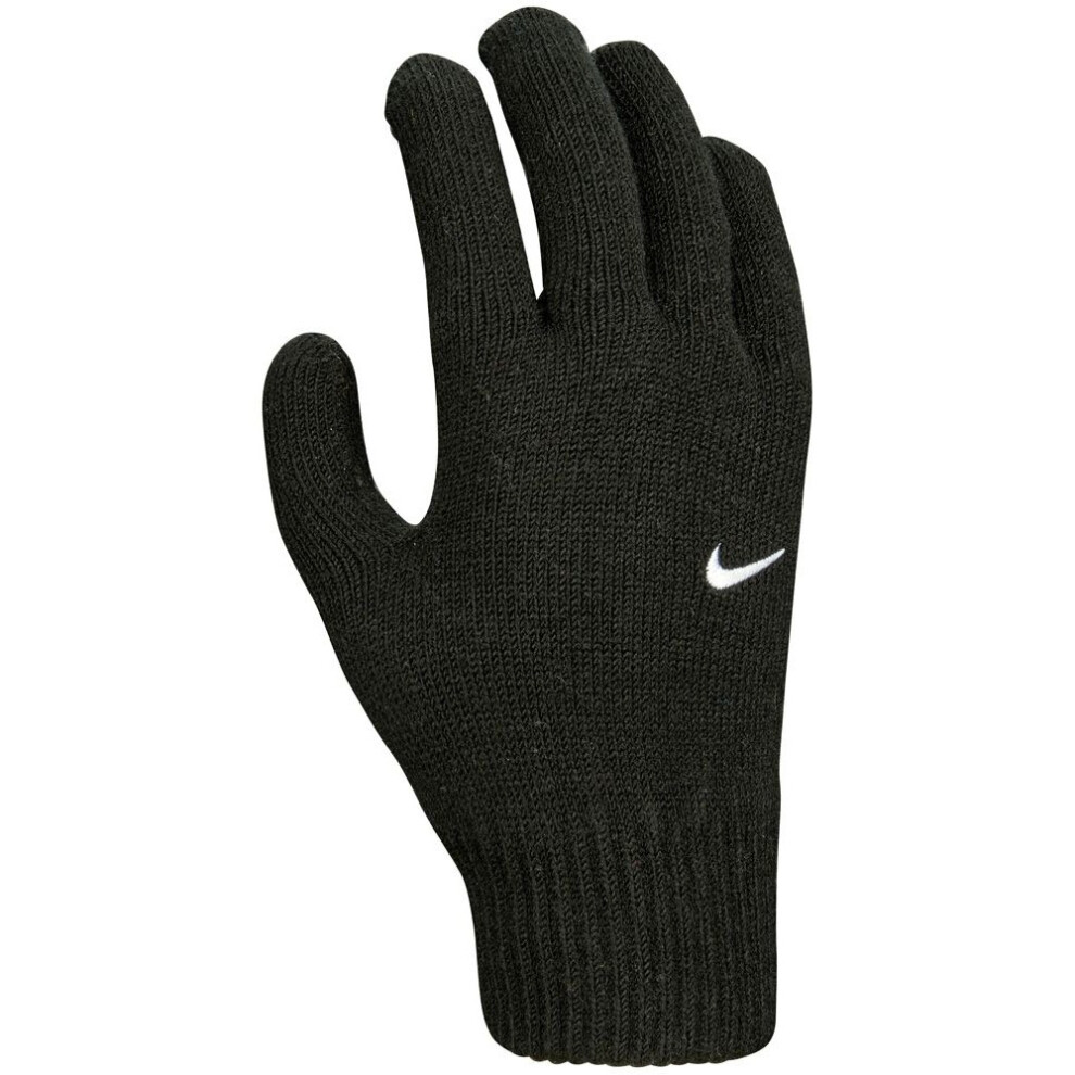 Nike Unisex Kids Black Knitted Swoosh Winter Gloves In | Size: Large - Image 2