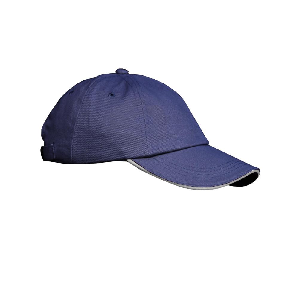 Result (One Size, Navy/White) Unisex Low Profile Heavy Brushed Cotton Baseball Cap With Sandwich Peak