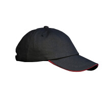 (One Size, Black/Red) Result Unisex Low Profile Heavy Brushed Cotton Baseball Cap With Sandwich Peak