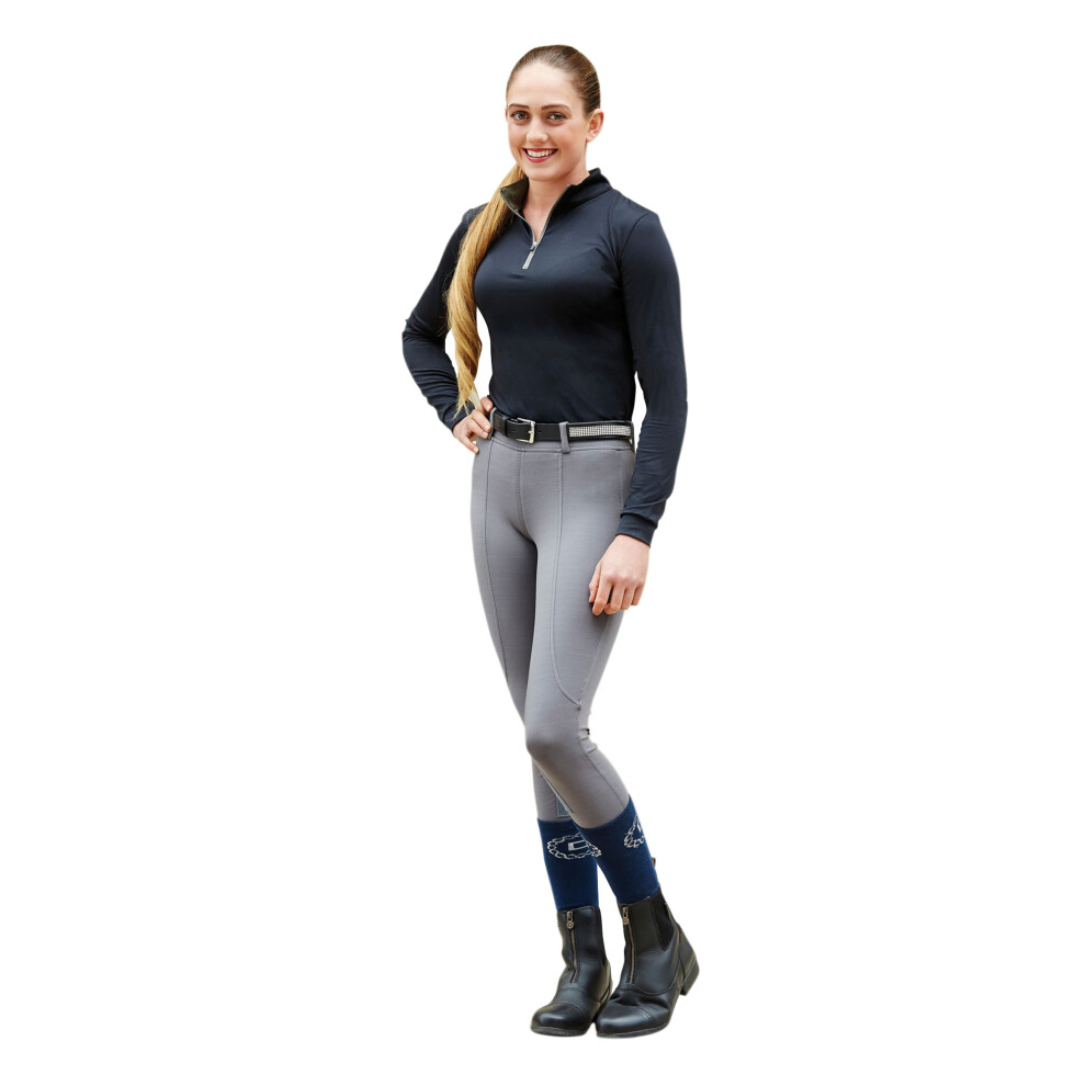 Dublin (32In, Charcoal) Womens/Ladies Performance Flex Knee Patch Riding Tights Multicoloured