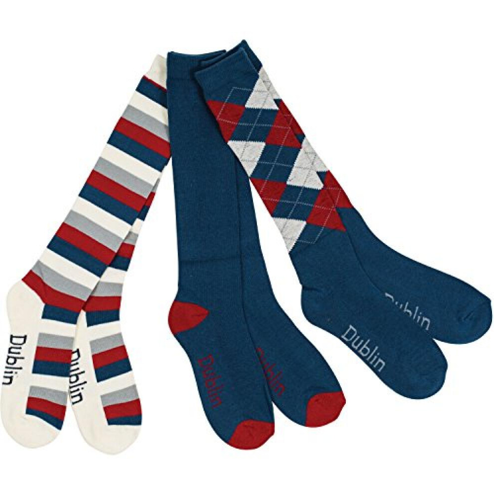 Dublin (One Size, Navy/Red/White) Unisex Socks (Pack Of 3)
