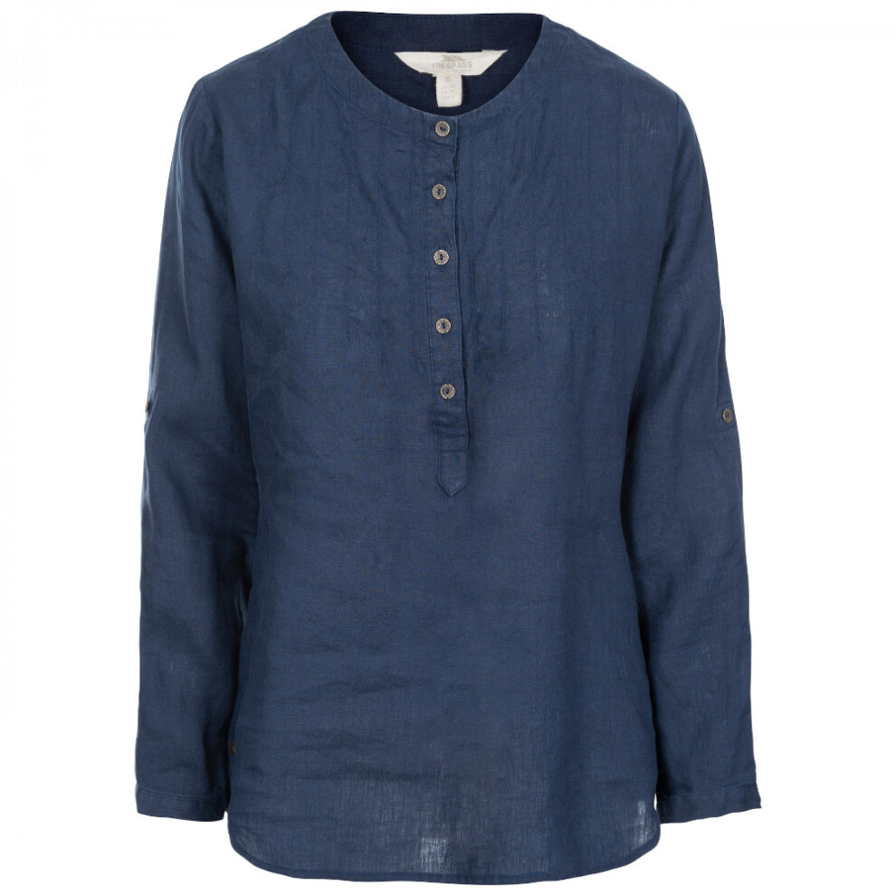 Trespass Women's Navy Messina Casual Cotton Blouse In | Size: Xs - Image 2
