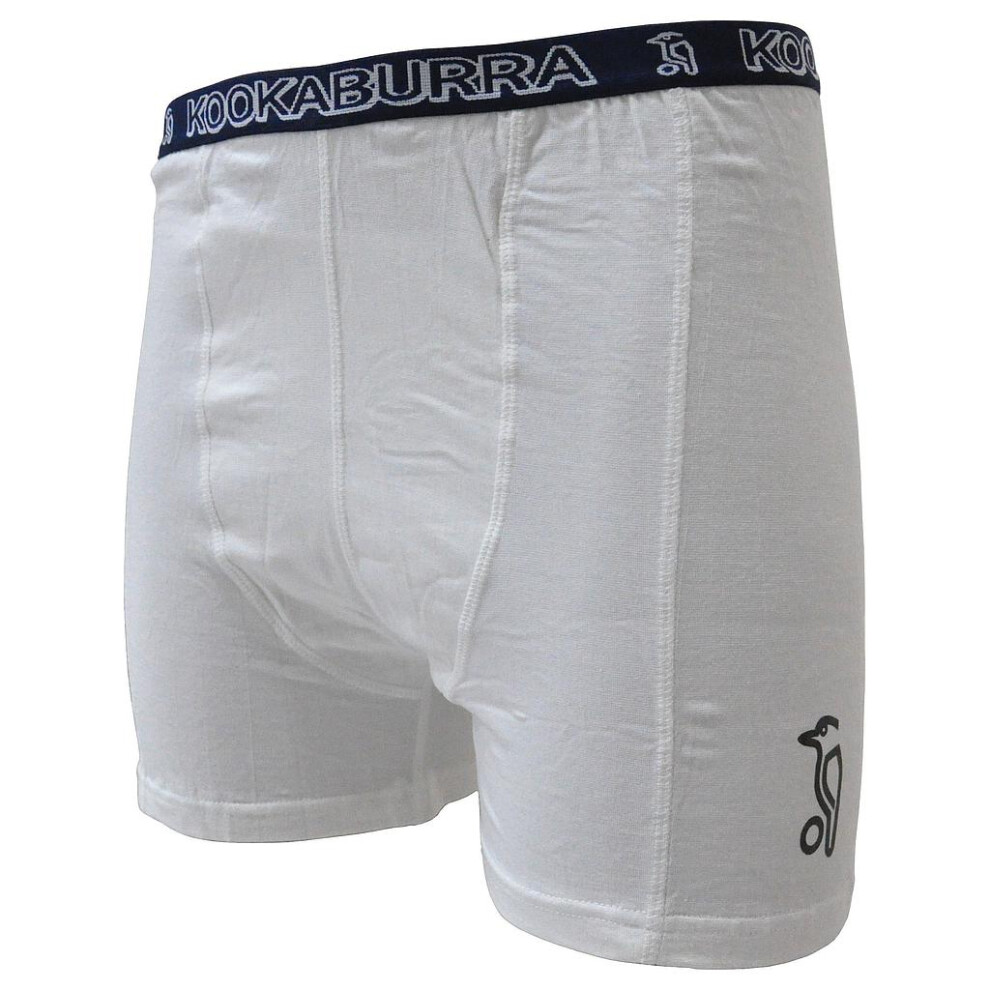 Kookaburra (7-9 Years, White/Blue) Boys Integral Pouch Jock Shorts