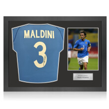 Paolo Maldini Signed Original Italy 2002 Football Shirt. Icon Frame