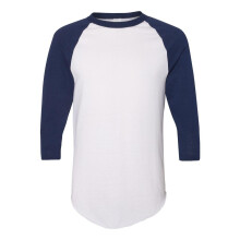 (L, White/ Navy) Augusta Sportswear Three-Quarter Raglan Sleeve Baseball Jersey