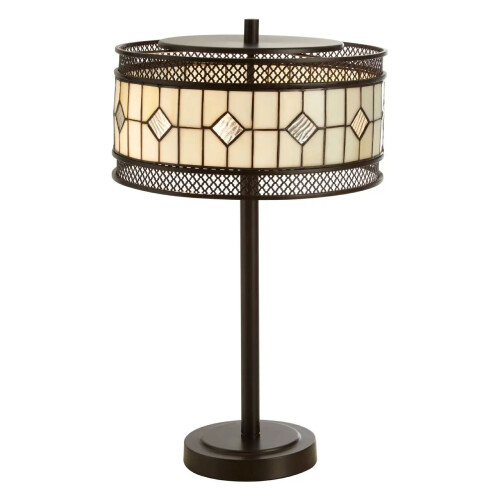 Premier Housewares Walden Round Diamond Design Table Lamp