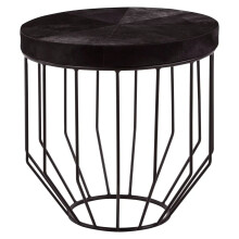 Harlington Townhouse Black Hair On Hide Iron Round Side Table