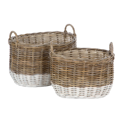 Premier Housewares Verdant 2Pcs Natural Rattan Oval Baskets